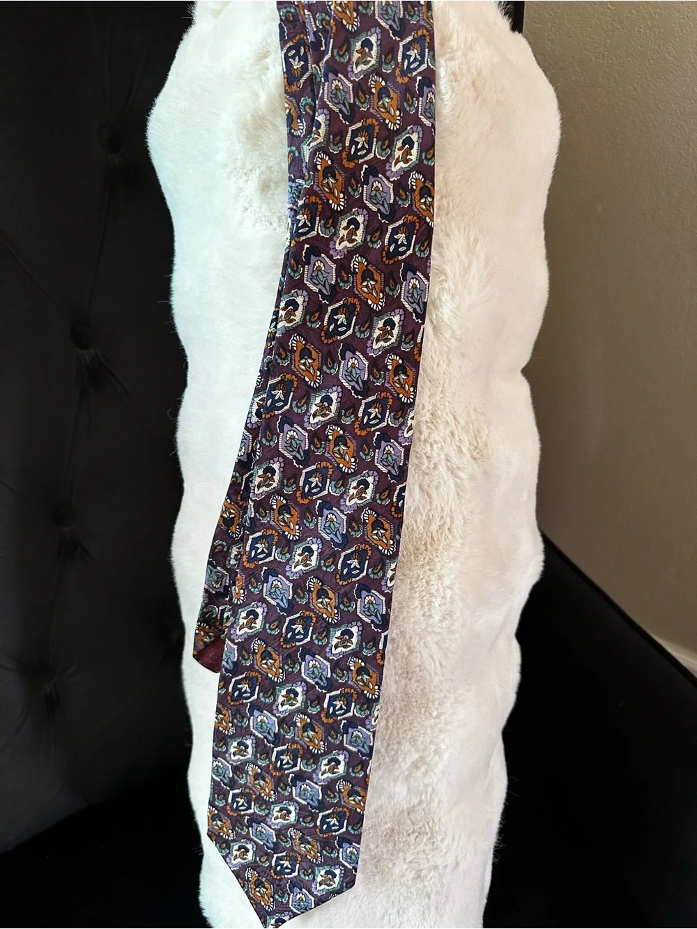 Dior Monsieur Purple Paisley Silk Tie with Teal and Gold Accents